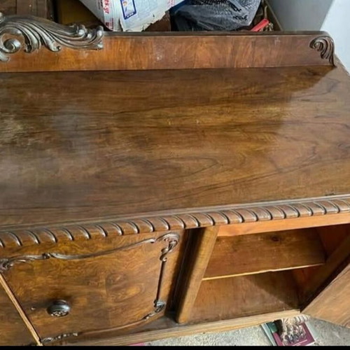 Antique walnut wood buffet used with lion feet