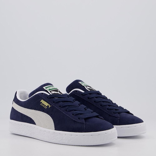 Puma men's sneakers in natural suede, size 41, navy and beige