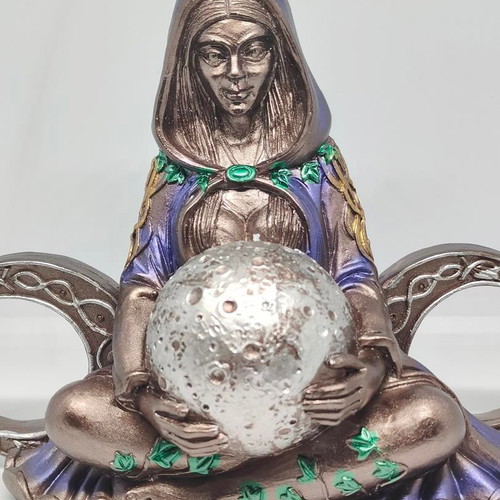 Triple Goddess Statue with Moon Resin 17cm like new