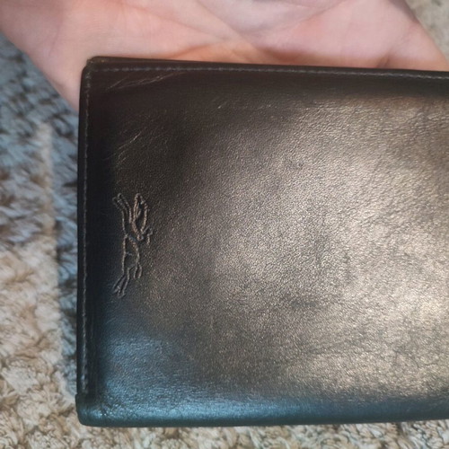Longchamp leather wallet used, black, vertical design