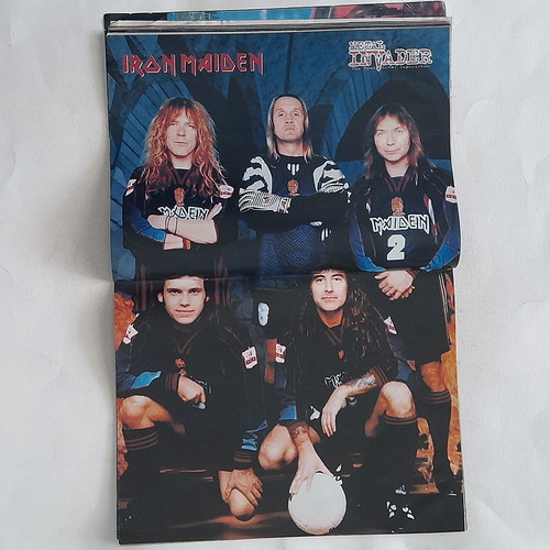 Metal Invader 18 magazine used with Iron Maiden & Morbit Angel poster