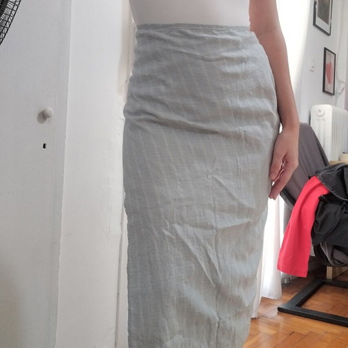 Summer skirt gray-turquoise like new with pockets and adjustable fit