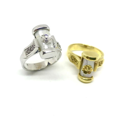 18k ring with pearl handmade from gold