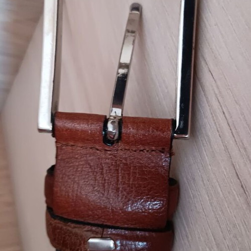 Brown leather men's belt, 105 cm