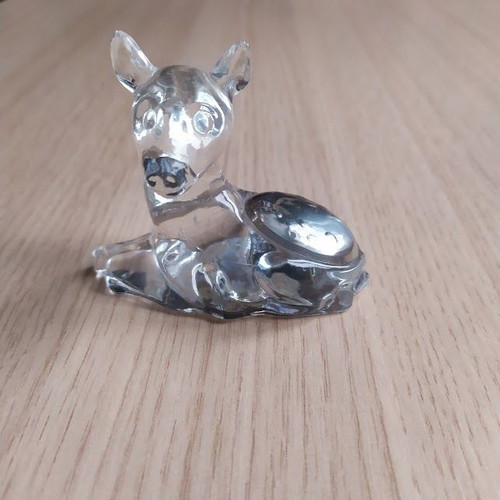 Glass dog figurine with silver detail like new