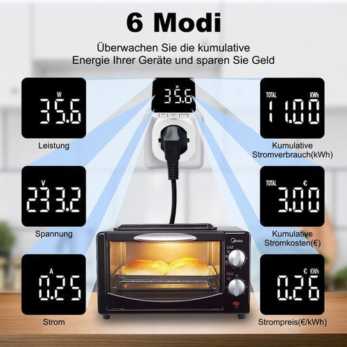 Electricity Meter with LCD Screen 16A 3680W New, pack of 2
