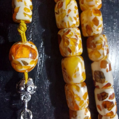 Kompoloi mosaic amber worry beads like new