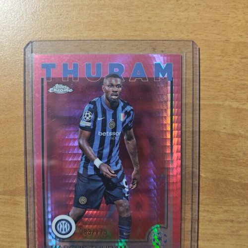 2024 Chrome UEFA Club Competitions Neon Pink Prism Refractor Marcus Thuram 83/175