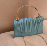 Satin evening bag new in turquoise petrol color