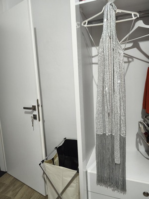 Silver dress with fringes and sequins like new, size M