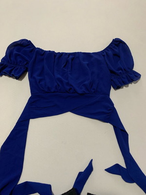 Bershka blue short blouse size M used with minor side stitching needed