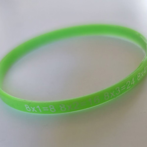 Educational silicone bracelet with multiplication table of 8