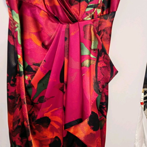 Satin cocktail dress used, multicolor, size M