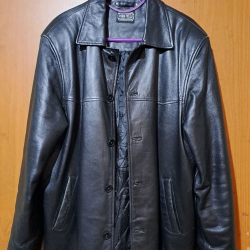 Vera Pelle leather coat used, men's black, size L