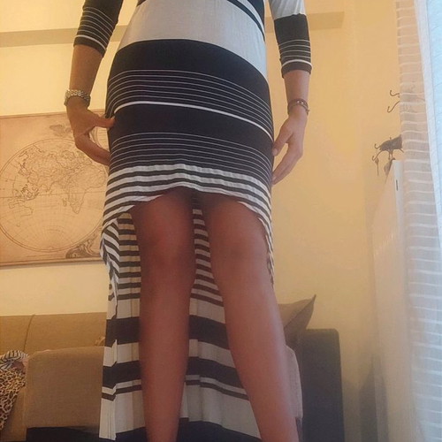 Lemon dress new striped black and white asymmetrical Greek design