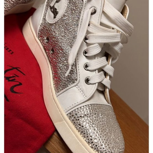 Christian Louboutin ankle boots used with Swarovski crystals white