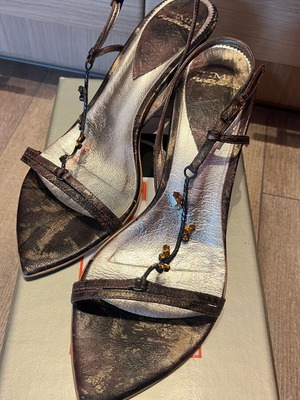 Fundulakis old metal effect sandals size 40 like new