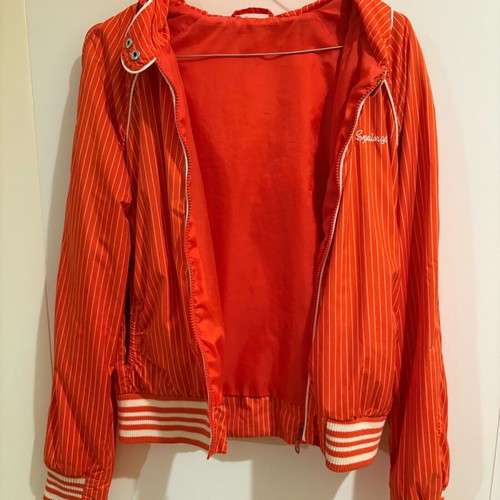 H&M jacket used, thin windbreaker, size S-XS, white orange