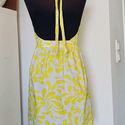 Pepe Jeans halterneck dress new, white and yellow cotton mini