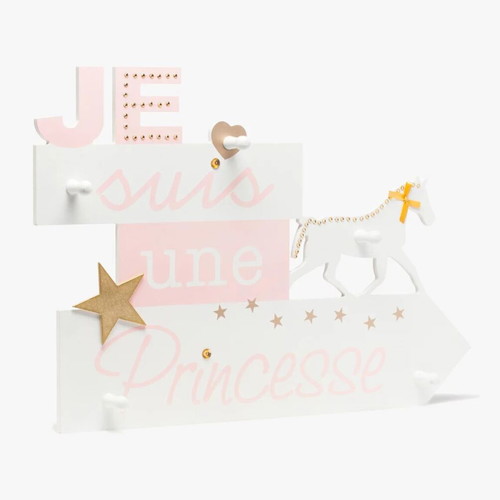 Children's wall hanger ''Je suis une princesse'' like new, MDF, 5 hooks