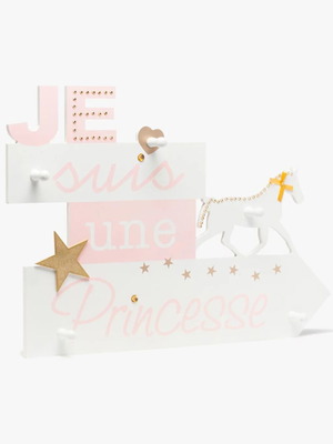 Children's wall hanger ''Je suis une princesse'' like new, MDF, 5 hooks