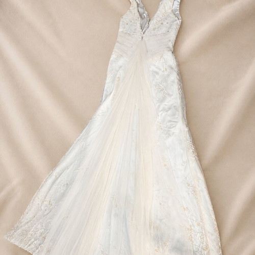 Augusta Jones wedding dress size 16, ivory lace with gold details