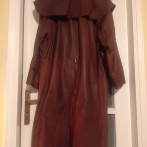 Malboro Classic Brown Leather Riding Trench Coat Like New