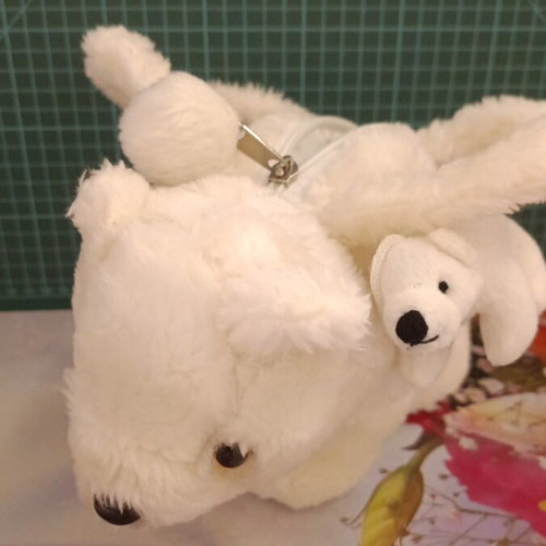 Plush girls' bag like new, mama bear with baby design
