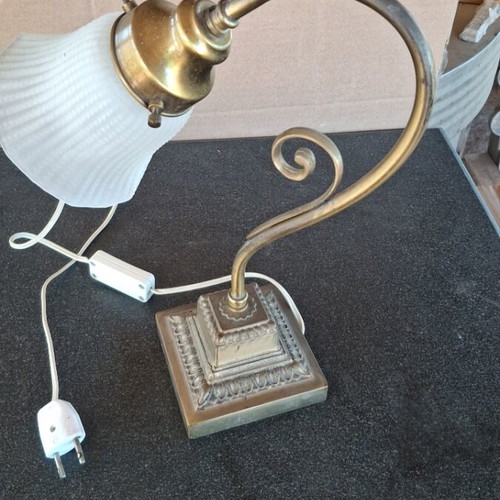 Brass table lamp vintage used, 34 cm height