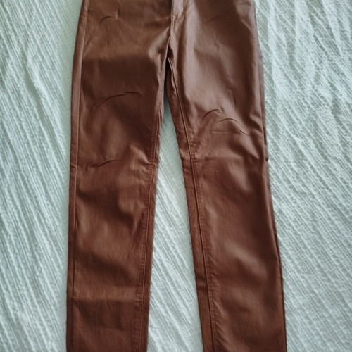 Stradivarius brown faux leather pants like new, size 38