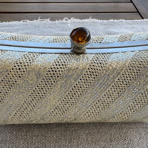 Women's shoulder bag used, beige, removable chain