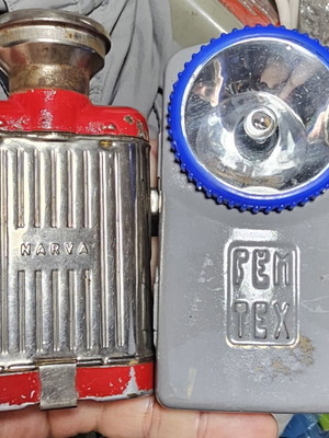 Vintage Narva and Femtex Handheld Flashlights used, set of two