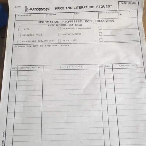 Vintage Olympic Airways block and dossier used from 12/1979