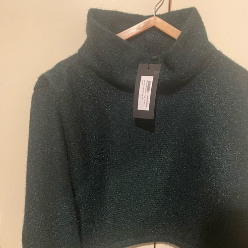 Ckontova crop knit lurex top new, dark green