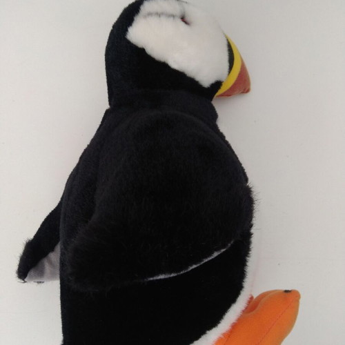 Puffin stuffed toy 28 cm like new with knitted socks