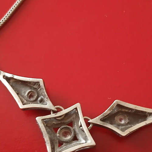 Necklace with 925 silver and zirconia, 50cm, like new