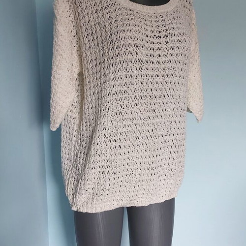H&M women's loose knit tunic, white, oversized