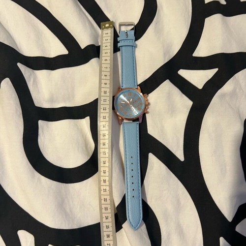 Unisex wristwatch new with turquoise artificial leather strap