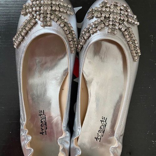 Silver ballerina shoes new with rhinestones
