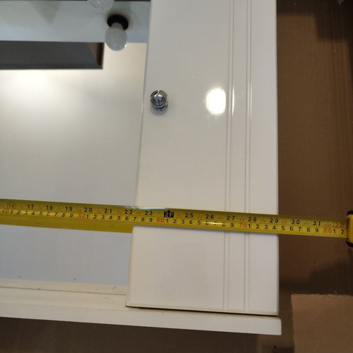 White bathroom mirror with cabinet and 2 lights like new