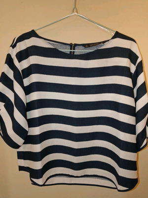 Spring striped Zara mariniere top new, white and blue, size L