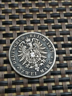 Zwei Marks 1877 H Ludwig III used
