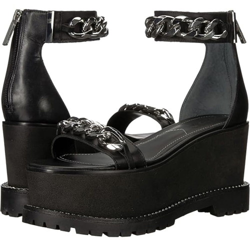 Kendall + Kylie Cass platform sandals used, black with chains