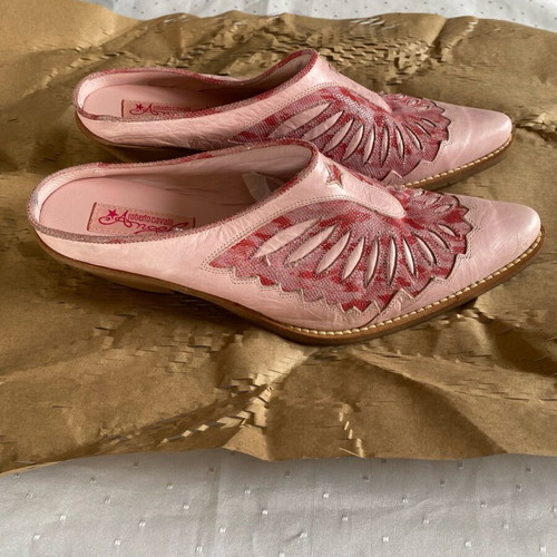 Roberto Cavalli Angels leather mules in pink, like new