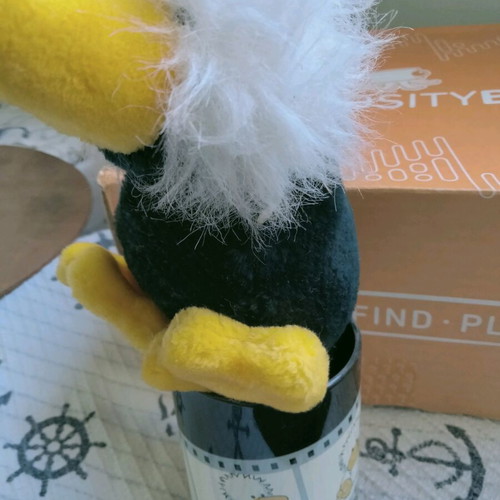 Vintage NICI set plush bird and pencil holder used