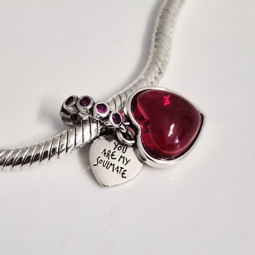 Pandora double pendant charm red heart Soulmate, new