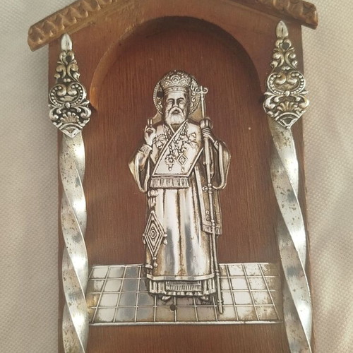 Vintage religious icon used, 20cm height, 10cm width