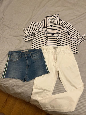 Alouette spring jacket with Mexx white pants and Zara denim shorts for 8-9 years, like new