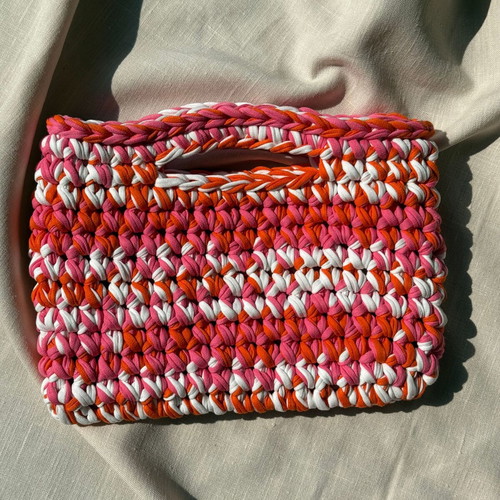 Handmade Crochet Shoulder Bag new, colorful t-shirt yarn handbag