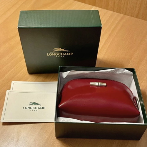 Longchamp leather wallet new, burgundy with silver logo